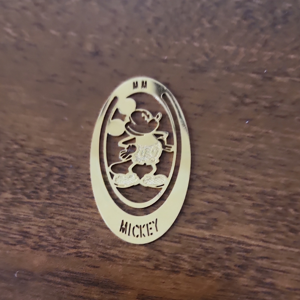 Vintage Disney Gold Mickey Mouse Goldtone Bookmark